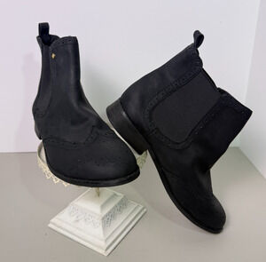 GH Bass Danni Chelsea Boots Womens 9.5 Black Leather Wingtip Brogue Ankle Bootie